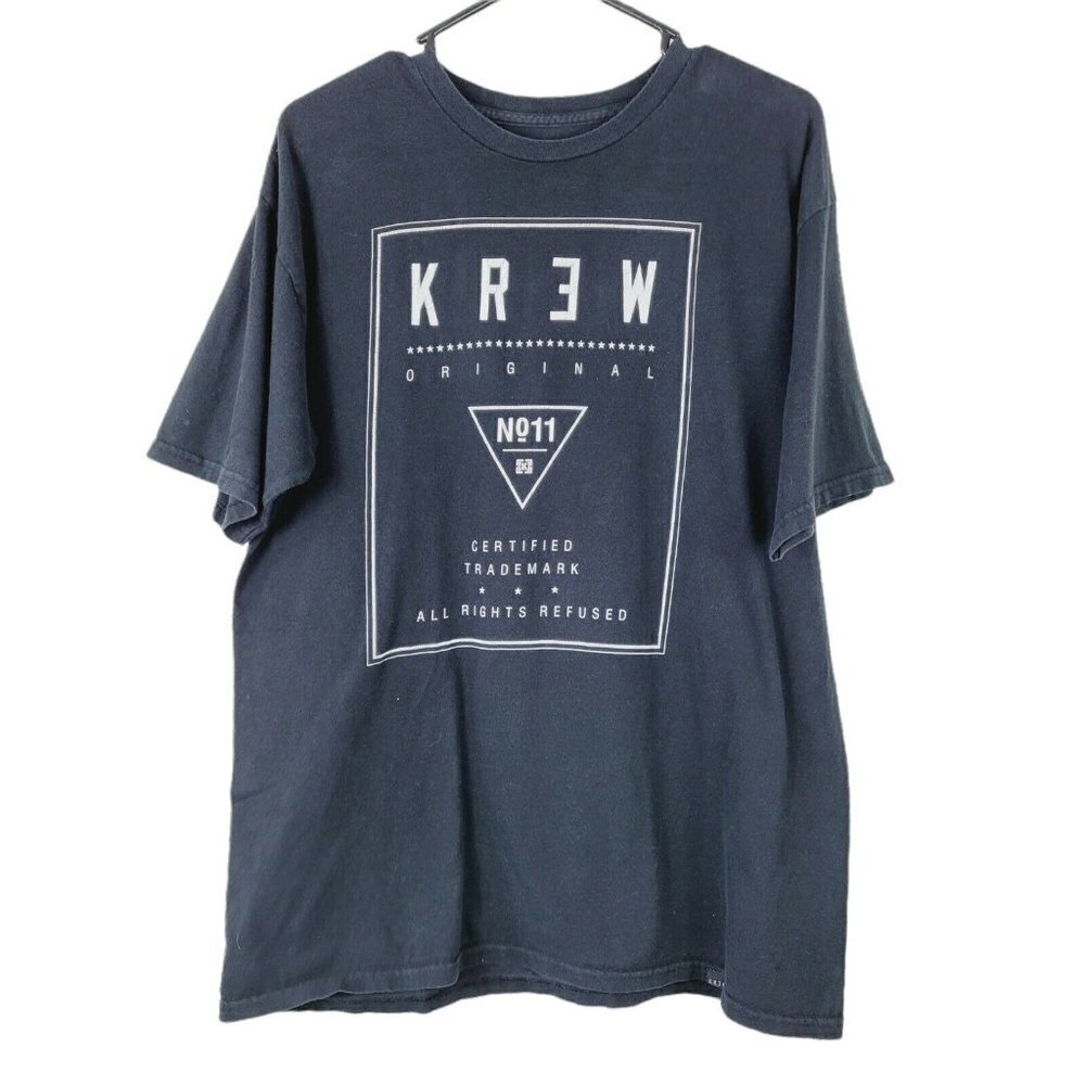 KREW Men's Spellout Graphic T-Shirt Black Sz Large Streetwear Young Men Teens